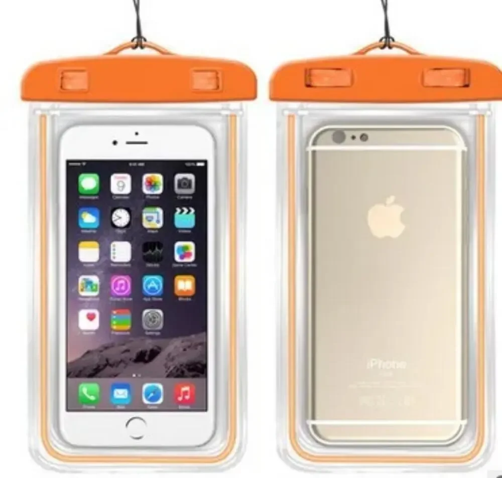 Mobile Phone Dry Bag Touch Screen Pouch, Transparent Floating Waterproof ~Orange